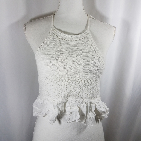 American Eagle Outfitters Tops - American Eagle Crochet Halter Crop Top XS …